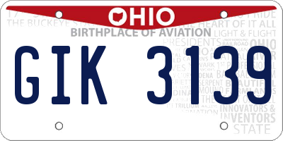 OH license plate GIK3139