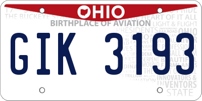 OH license plate GIK3193