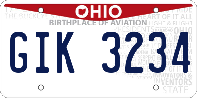 OH license plate GIK3234