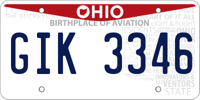 OH license plate GIK3346