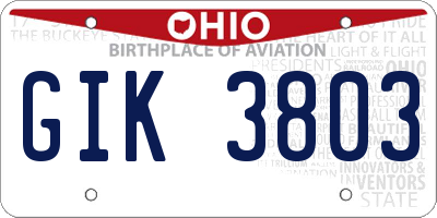 OH license plate GIK3803