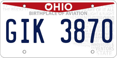 OH license plate GIK3870