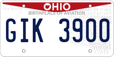 OH license plate GIK3900