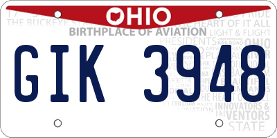 OH license plate GIK3948