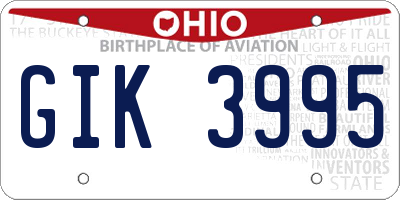 OH license plate GIK3995