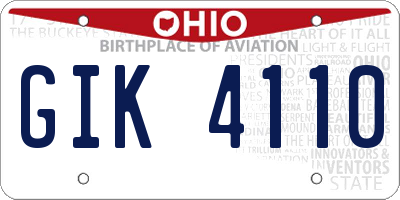 OH license plate GIK4110