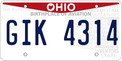 OH license plate GIK4314