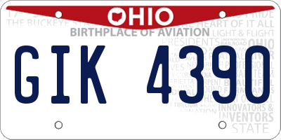 OH license plate GIK4390