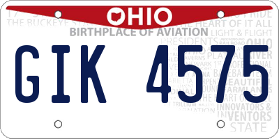 OH license plate GIK4575