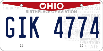 OH license plate GIK4774