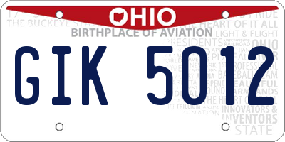 OH license plate GIK5012