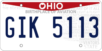 OH license plate GIK5113