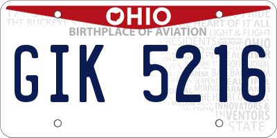 OH license plate GIK5216