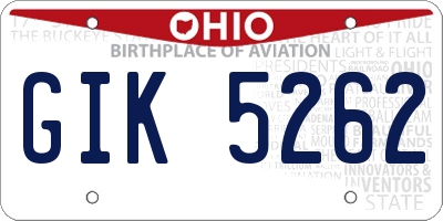 OH license plate GIK5262