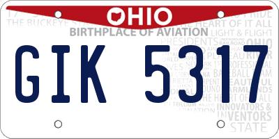 OH license plate GIK5317