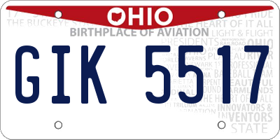 OH license plate GIK5517
