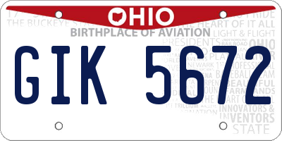 OH license plate GIK5672