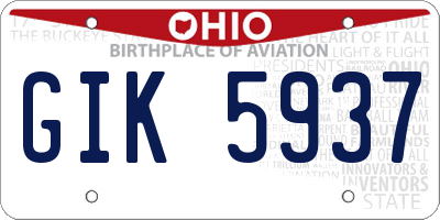 OH license plate GIK5937