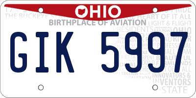 OH license plate GIK5997