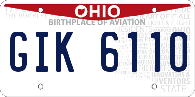 OH license plate GIK6110