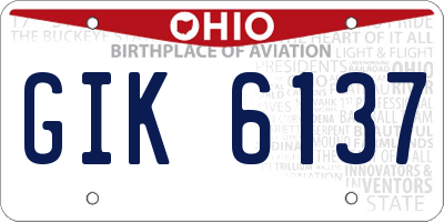 OH license plate GIK6137