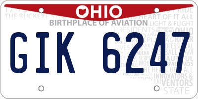 OH license plate GIK6247