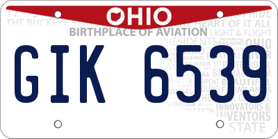 OH license plate GIK6539