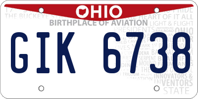 OH license plate GIK6738