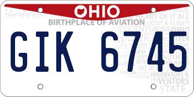 OH license plate GIK6745