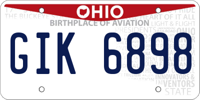 OH license plate GIK6898