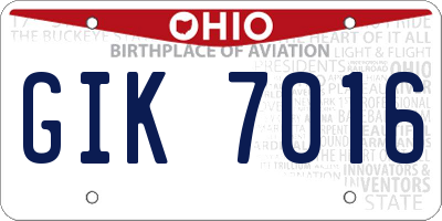 OH license plate GIK7016