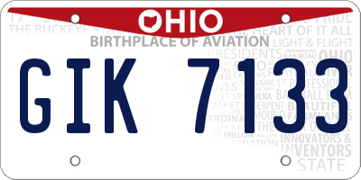 OH license plate GIK7133
