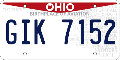 OH license plate GIK7152