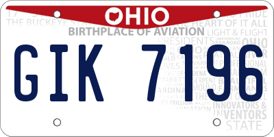 OH license plate GIK7196
