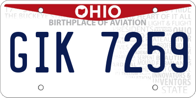 OH license plate GIK7259