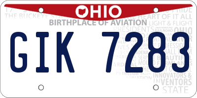 OH license plate GIK7283