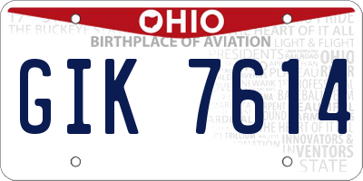 OH license plate GIK7614