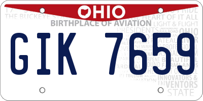 OH license plate GIK7659