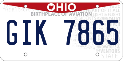 OH license plate GIK7865