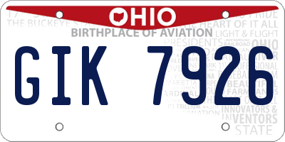 OH license plate GIK7926