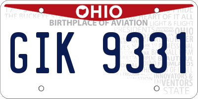 OH license plate GIK9331