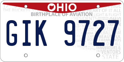 OH license plate GIK9727
