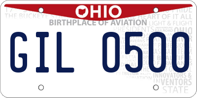 OH license plate GIL0500
