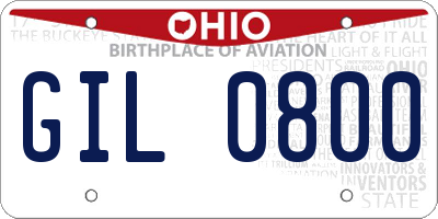 OH license plate GIL0800
