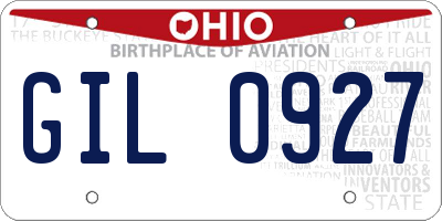 OH license plate GIL0927