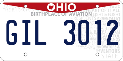 OH license plate GIL3012