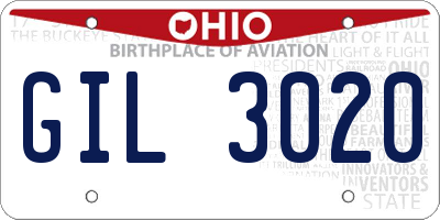 OH license plate GIL3020
