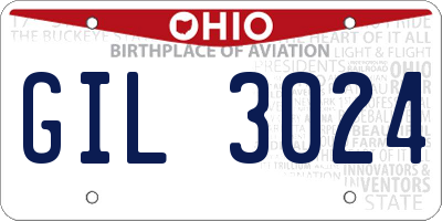 OH license plate GIL3024