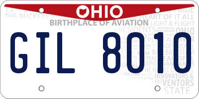 OH license plate GIL8010