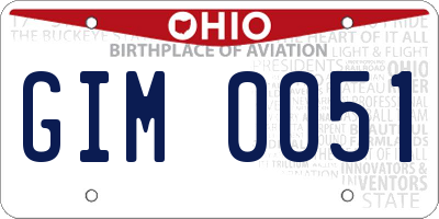 OH license plate GIM0051